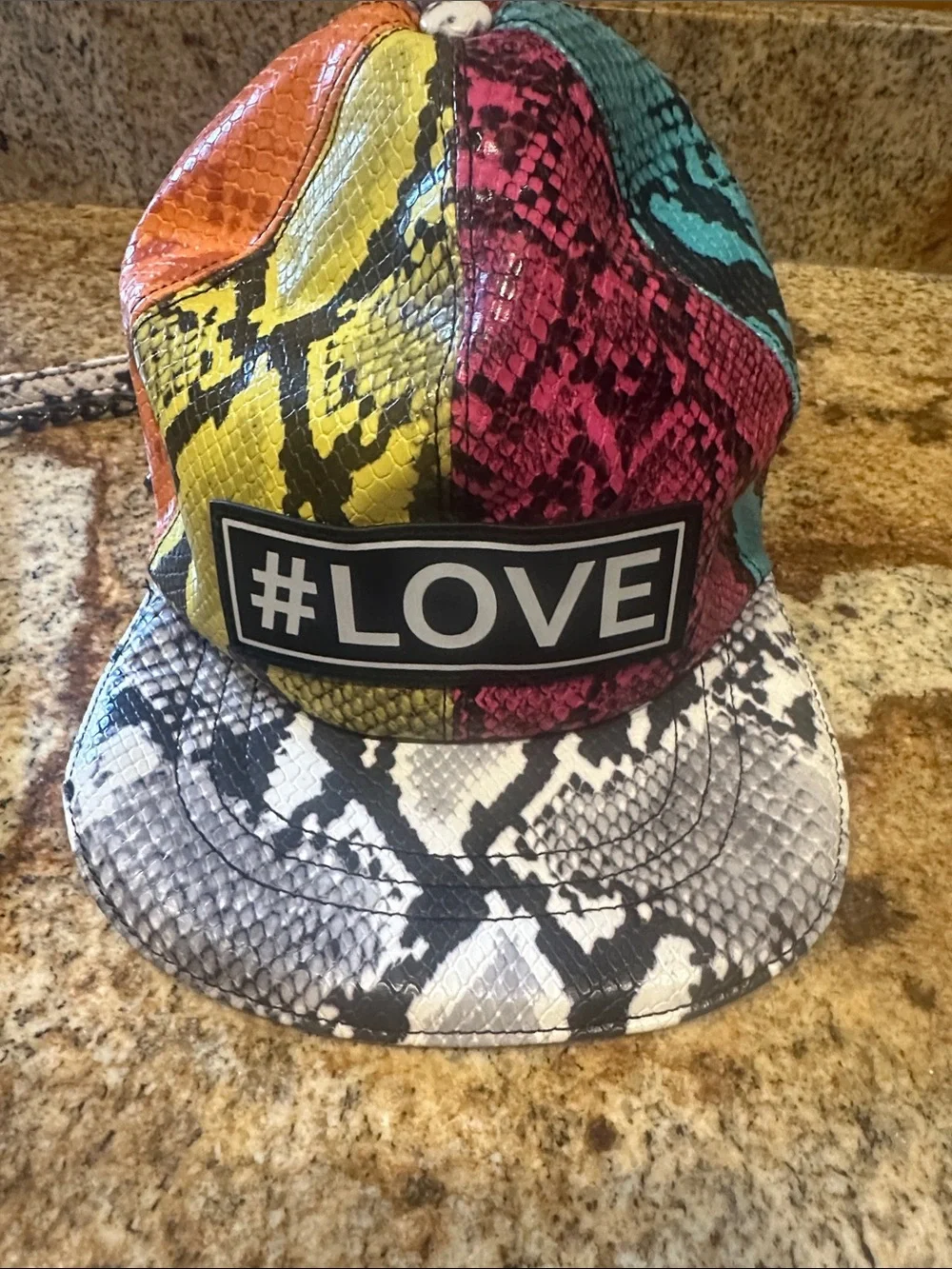 #LOVE Multicolor Snake-Print Kids Cap